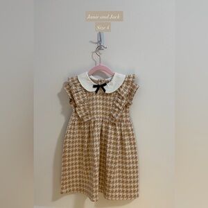Janie and Jack Tan and White Houndstooth Dress